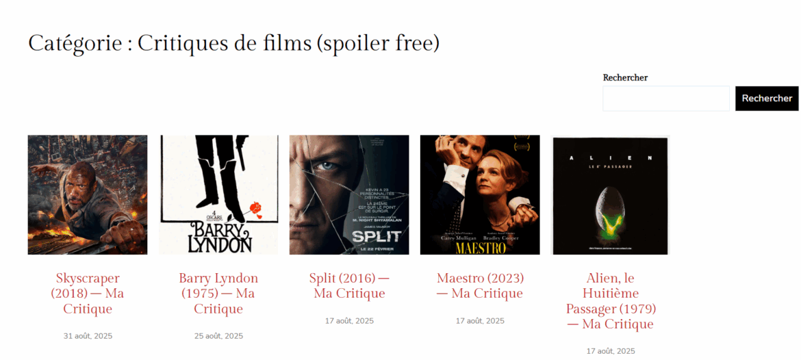 Mes premières critiques de films sont en ligne